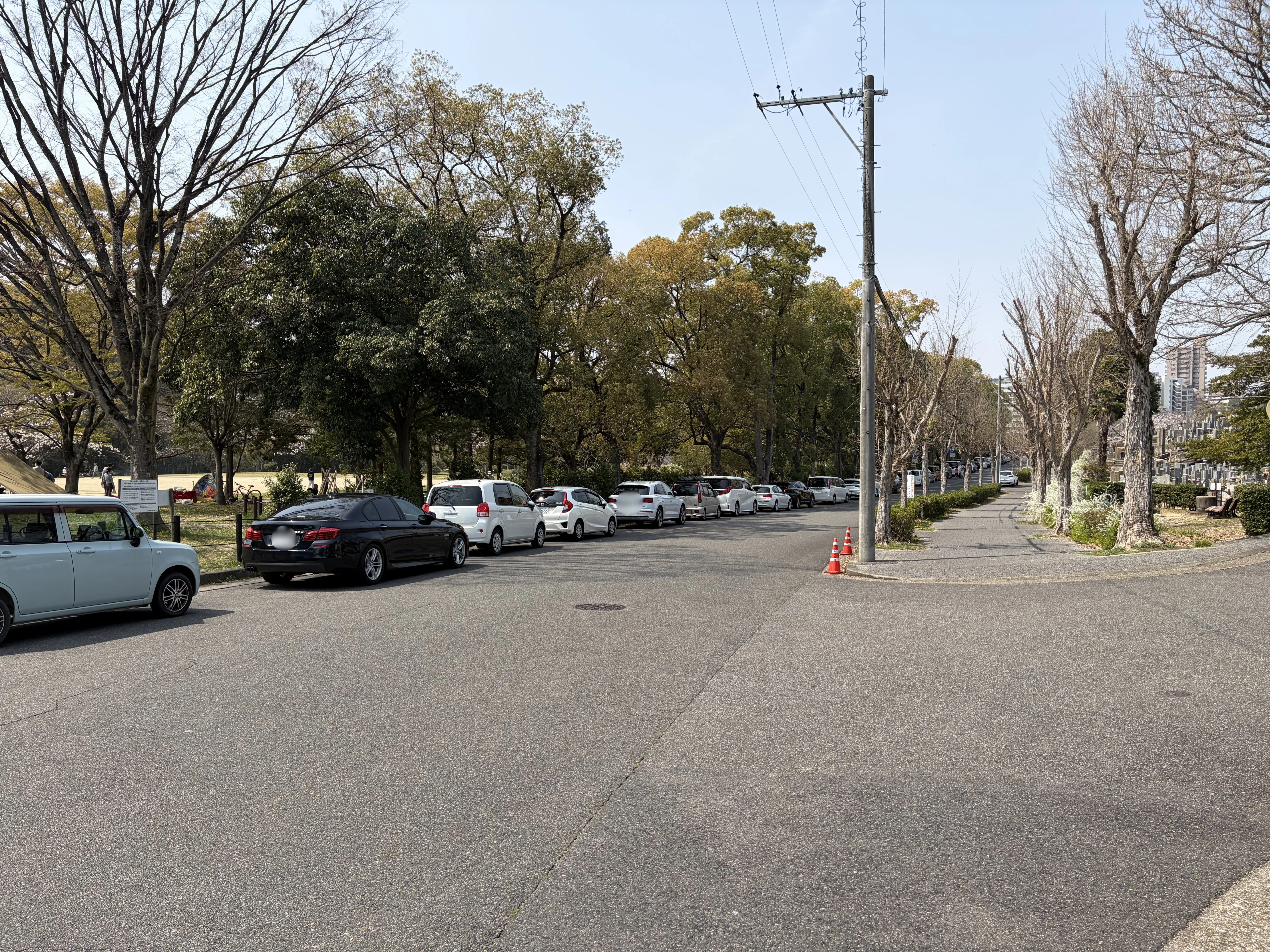 平和公園周辺の路上駐車の様子